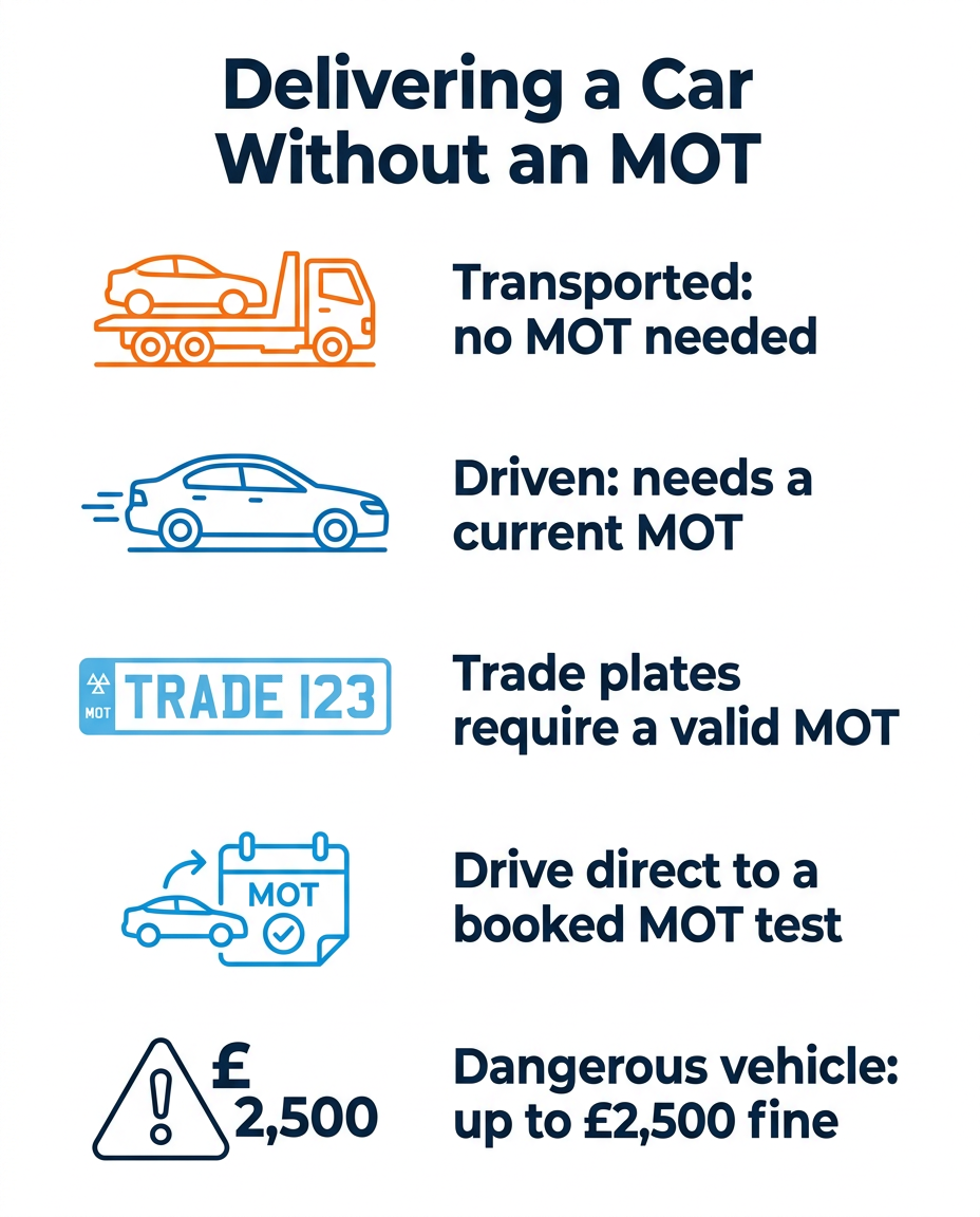Can my new vehicle be delivered to me without a current MOT? — infographic