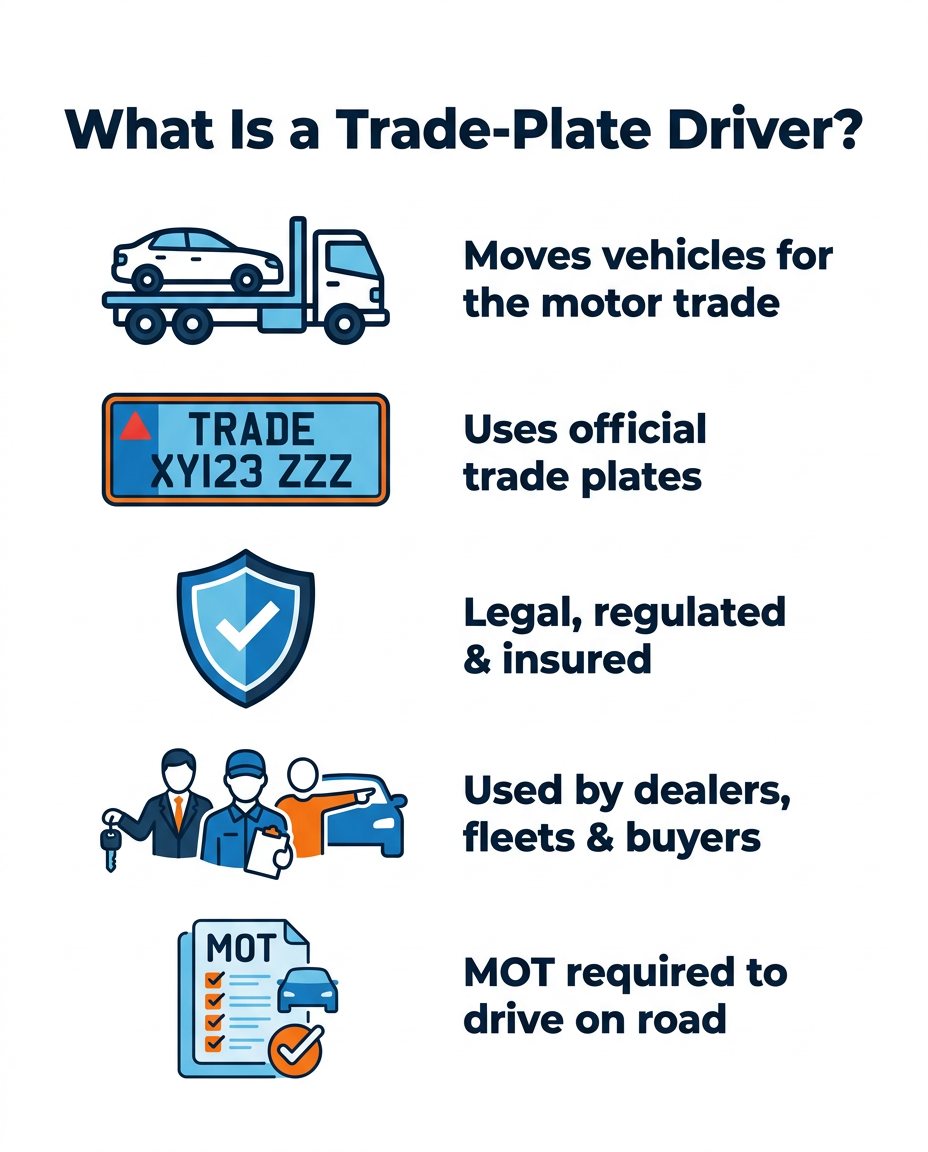 What Is a Trade-Plate Driver, and Is It Legal? infographic